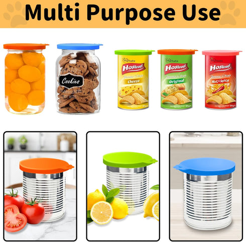 Lydia's Deal 4 Pack Universal Pet Food Can Covers, Silicone Lids for Dog and Cat Cans, Multicolor
