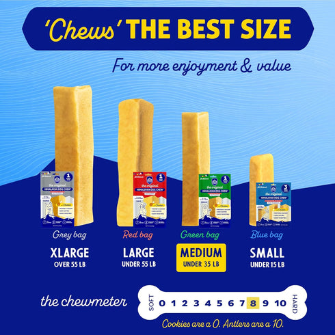 Himalayan Dog Chew Original Yak Cheese Chew, Chicken, 1 Medium Stick, 2.3 oz, Gluten Free, Healthy Treats for Dogs