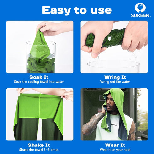 Sukeen Cooling Hoodie Towel, Absorbent Quick-Drying Cooling Towels for Neck and Face, UV Sun Protection Cooling Neck