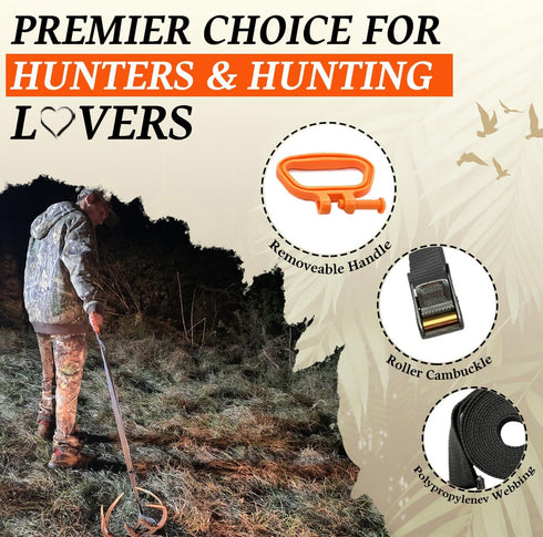 MULTUS Sportsman Deer Drag and Hunting Gear Tie Down Pull Strap, Hunting Accessory for Men