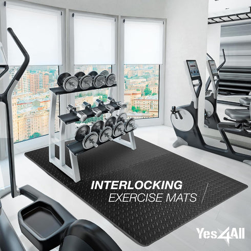 Yes4All 24SQFT-120SQFT Puzzle Exercise Mat - EVA Interlocking Foam Floor Tiles with Border for Home Gym Workouts.