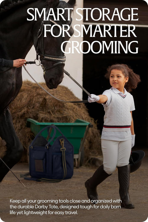 7" 8.5" 12" Equinavia Darby Small Collapsible Grooming Tote Bag for Horses, Dogs, Cats | Organizer with Shoulder Strap