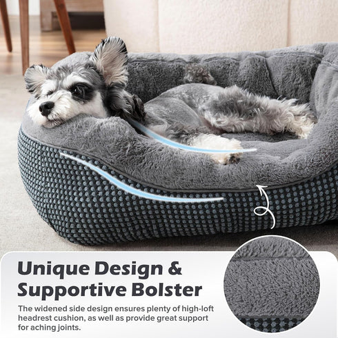 INVENHO Medium Dog Beds for Medium Dogs, Washable Rectangle Orthopedic Bed, Soft Calming Sleeping Puppy Bed, M