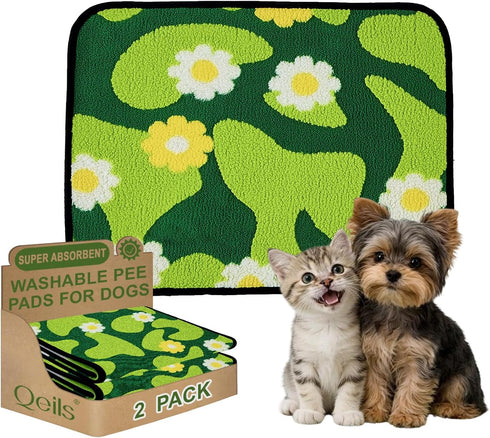 Qeils Reusable Puppy Pads for Small Dogs, Washable Pee Pads with Non-Slip