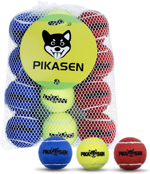 Dog Squeaky Tennis Balls - Premium Strong Dog & Puppy Balls in 3 Sizes for Training and Play, Red Yellow Blue