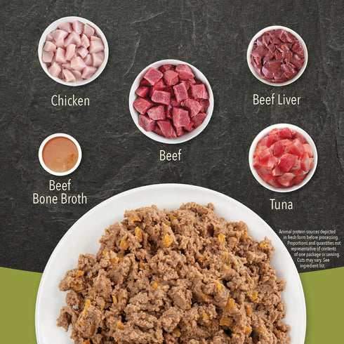 5.5oz (12 count) ACANA Premium Pate Wet Cat Food in Bone Broth Beef Chicken + Tuna Recipe Cans