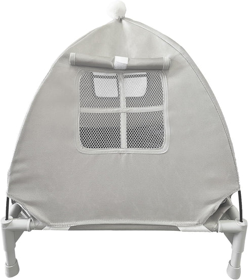 Love&go Elevated Dog Bed with Metal Frame, Cooling Raised Cot for Dog and Cat (Small-18.5x18.5x5.5 inch, Grey)