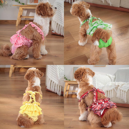 Zunea Washable Female Small Dog Diapers for XS/S Size Dogs Adjustable Suspender Reusable Puppy Sanitary Diaper Pantie