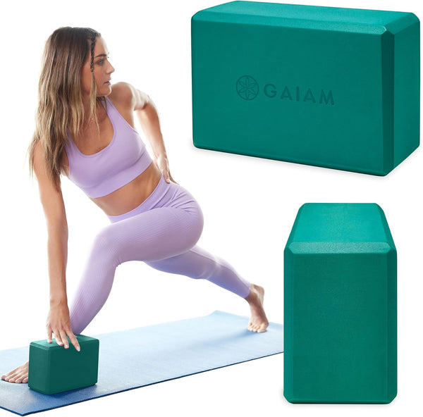 Gaiam Yoga Block - Supportive Latex-Free Eva Foam with Soft Non-Slip Surface and Beveled Edges for Yoga, Pilates,