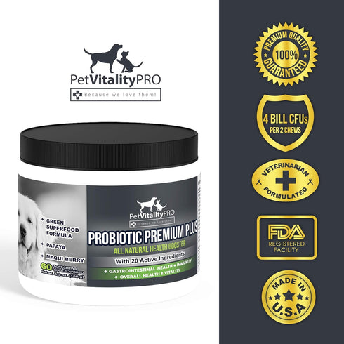 Probiotics for Dogs with Natural Digestive Enzymes, 60 Count, Soft Chews for Diarrhea, Upset Stomach, Allergies