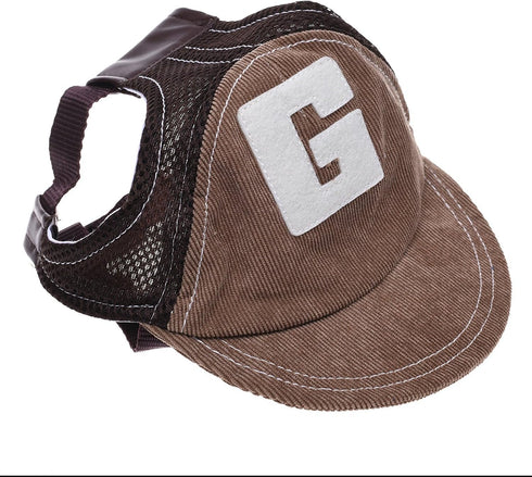 Pet Dog Baseball Cap, Sport Hat for Outdoor Sun Protection, Summer Cap for Small Medium Large Dog (Large, Brown)