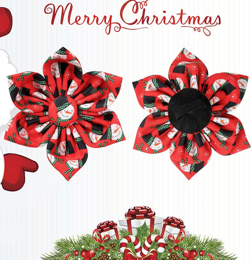 Christmas Dog Collar with Flower, Comfortable Collar for Puppy Girl Boy Dog or Cat, Durable Metal Buckle, XS, Neck