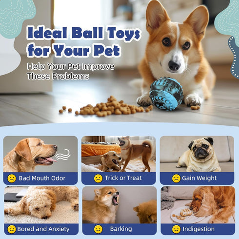 Interactive Dog Toys - Frozen Treat Puzzle Ball Toy, Durable Rubber Chew Toys for Dogs, Mental Enrichment Toys