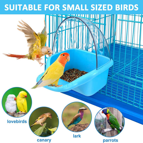 Bird Bath Box Hanging Birdbath Toy Parakeet Caged Bathing Tubs Parrot Bath Tub Water Shower Food Feeder Holder Tray