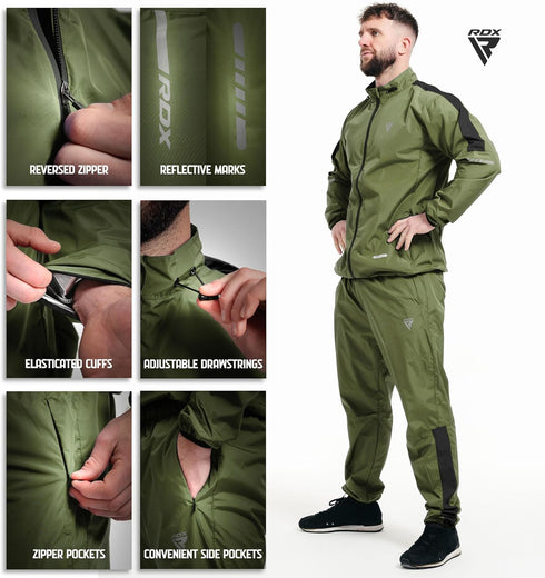 100 RDX Sauna Suit Full Body Heat Sweat Suit, Reach Oeko TEX Certified, Anti Rip Long Sleeve Tracksuit Top Bottom