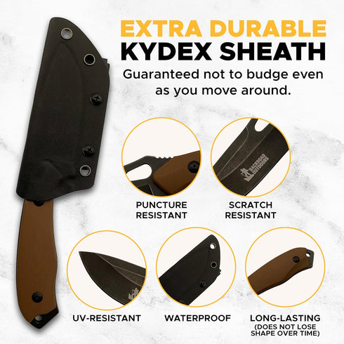 Fixed Knife with Sheath, 3CR13 Stainless Steel Blade, 8 Inches for Hunting, Fishing, Hiking, Camping