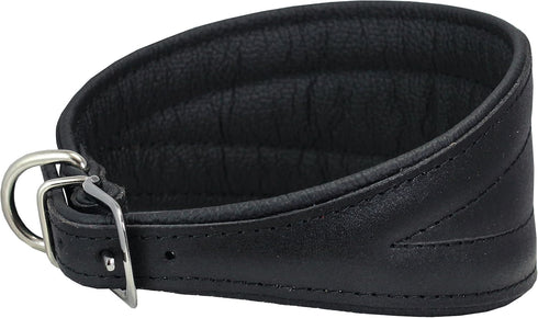 Dogs My Love Real Leather Extra Wide Padded Tapered Dog Collar, 11"-13" Neck, 2" Wide, Black
