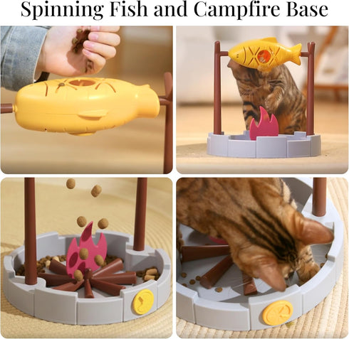 PetPals Cat Slow Feeder, Treat Dispenser - Interactive Cat Puzzle Toy for Small Pets & Kittens, Mental Stimulation Pet