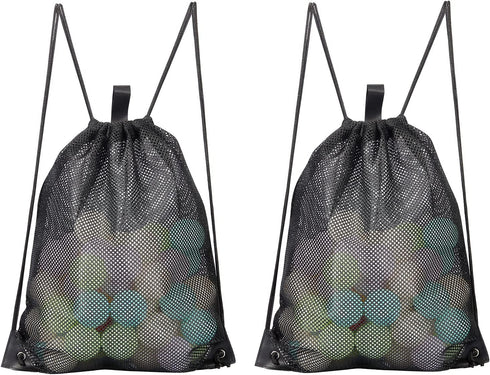 HAOGUAGUA 2-PACK Mesh Drawstring Bag, Mesh String Bag for Gym Laundry, Seashell and Beach Finds, Mushroom Hunting Bag