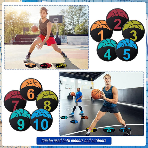 20 9 Inch Qilery Pcs Basketball Training Spots, Anti-Slip Basketball Court Marking Kit, Colorful Markers Floor Spots
