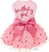 Fitwarm Dog Tulle Dress for Birthday Girl, Pink, Large, Dog Clothes for Small Dogs Girl, Cat Apparel