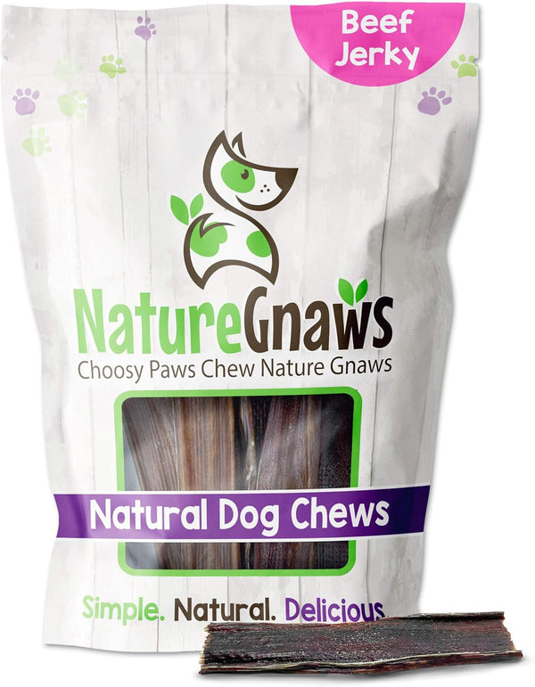 Nature Gnaws Beef Jerky Chews for Small Dogs 4-5" (50 Count) - Natural Beef Gullet Stick Dog Chew Treats