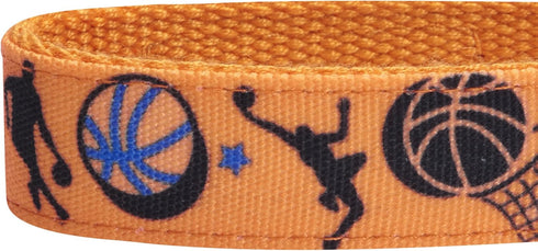 Blueberry Pet Sports Fan Basketball Canvas Adjustable Dog Collar with Metal Buckle - Passion Orange, Neck 17-20.5"