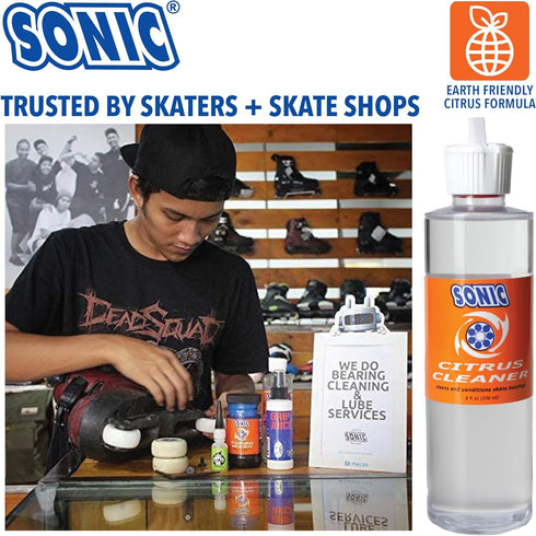 SONIC 8 oz, Citrus Skate Bearing Cleaner, Cleans Inline Skate, Roller Skate and Skateboard Bearings, Earth friendly