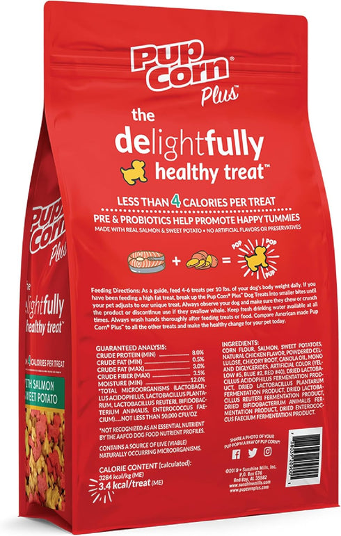 Plus Puffed Dog Treats with Prebiotics and Probiotics, Salmon & Sweet Potato, 24oz, Made in USA