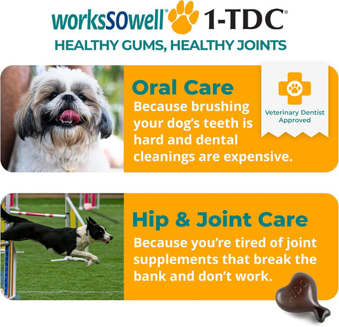 1TDC WorksSoWell Dual Action Joint Supplement for Dogs & Cats - 30ct for Hip and Joint Health