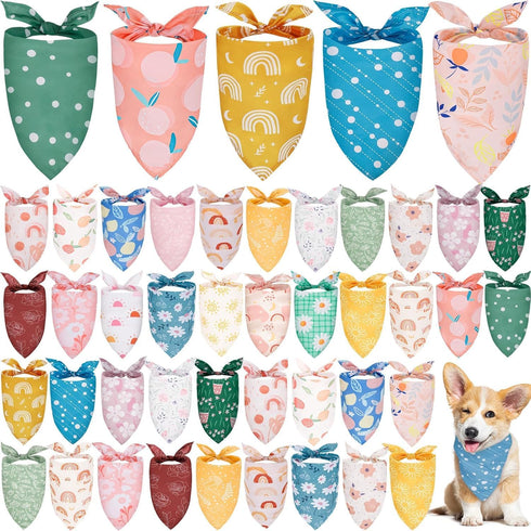 Simihiran 100 Pack Dog Bandanas Bulk Summer Spring Flower Dog Bandanas Pet Costume