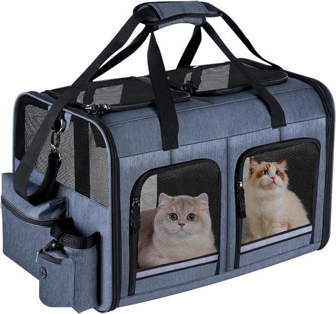 Cat Carrier for 2 Cats, Foldable Double Cat and Dog Carrier, Small