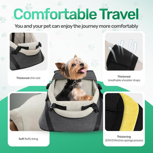 1-7lbs YUDODO Tiny Dog Car Seat for Teacup Chihuahua Yorkie Luxury PU Leather Small Dog Booster Seat with Safety Belt