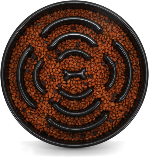 WHIPPY Large Slow Feeder Dog Bowls for Medium Large Dogs, Anti-Choking Slow Feeding Maze Puzzle Bowl, Black