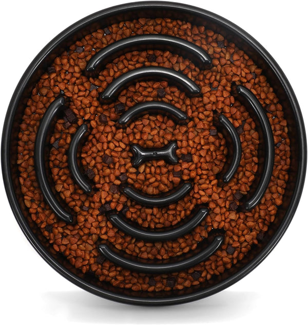 WHIPPY Large Slow Feeder Dog Bowls for Medium Large Dogs, Anti-Choking Slow Feeding Maze Puzzle Bowl, Black