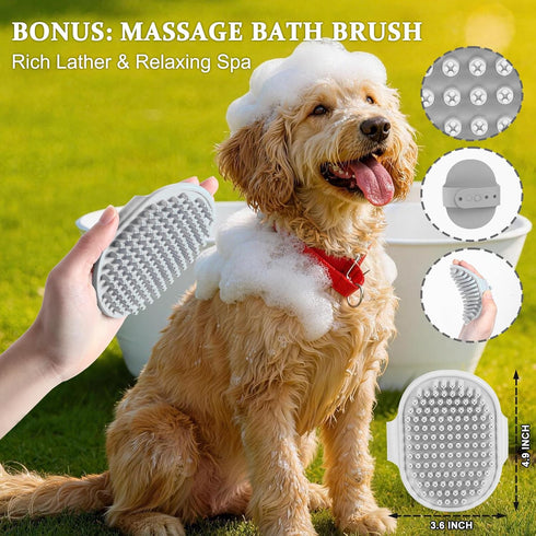 4-in-1 Wooden Slicker Brush for Dogs, Dog Brush Grooming Kit for Doodles Goldendoodles & Poodles - Gently Removes Loose