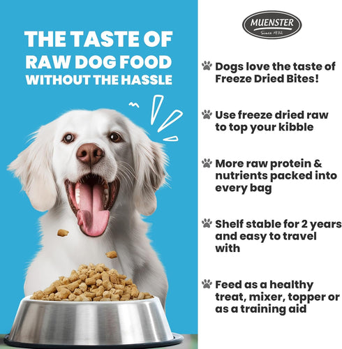 Muenster Freeze Dried Dog Food Topper Bites, Farmhaus Chicken, 20oz - Freeze Dried Raw Dog Food