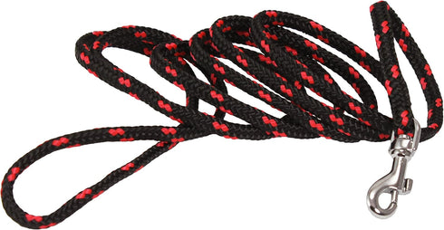 Dogs My Love 6ft Long Braided Rope Dog Leash, Red with Black, XXSmall (0.15" Diam)