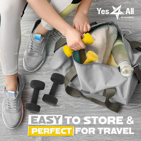 Yes4All Neoprene Coated Dumbbell Hand Weight Sets of 2 - Multiple Weights, 15 Colors, Anti-roll, Anti-Slip