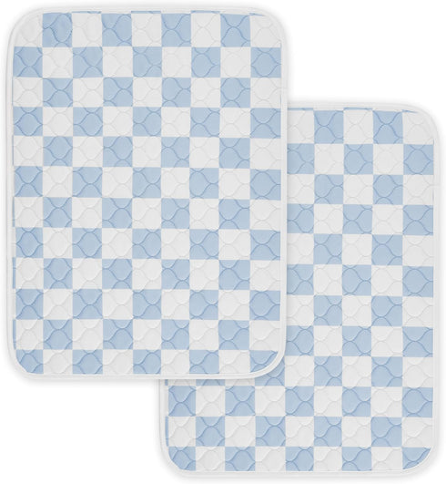 2 Pack Blue Checkered Washable Pee Pads for Dogs, Checkered Reusable Dog