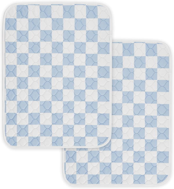 2 Pack Blue Checkered Washable Pee Pads for Dogs, Checkered Reusable Dog