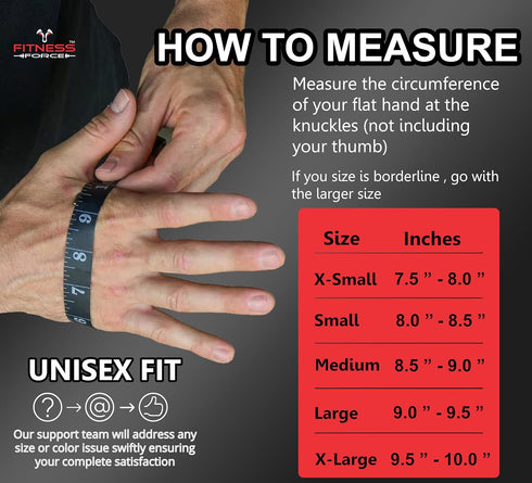 FITNESS FORCE Workout Gloves for Men & Women Partial Weight Lifting Non-Slip Gym Gloves, Lifting Grip for Calluses