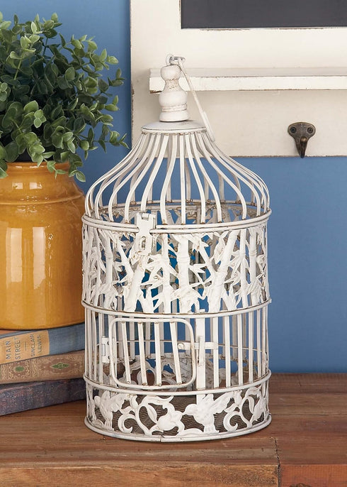 Deco 79 Birdcage, 15", 18"H, White, Model 82677