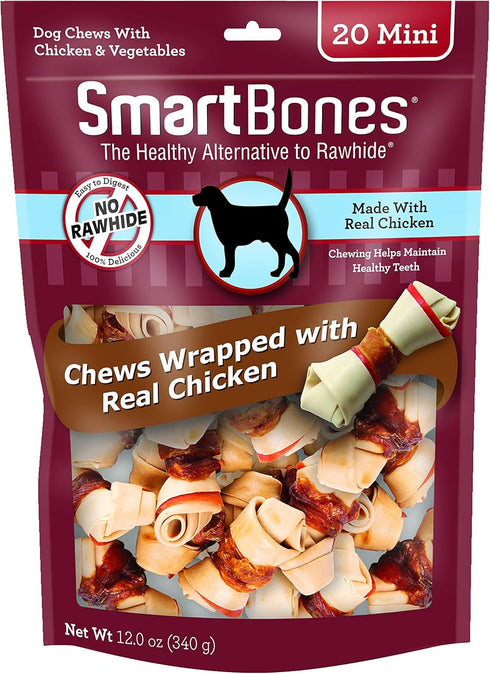 SmartBones Chicken-Wrapped Sticks, Rawhide-Free Chew Made With Real Chicken & Vegetables, 20 Count (Pack of 1)