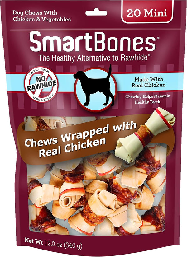 SmartBones Chicken-Wrapped Sticks, Rawhide-Free Chew Made With Real Chicken & Vegetables, 20 Count (Pack of 1)