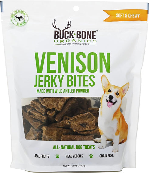 Buck Bone Organics Venison Jerky Bites with Real Antler Powder, Made in The USA (12 OZ Bag)