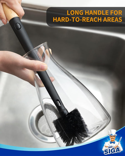 2 1 MR.SIGA Water Bottle Brush and Straw Cleaner Brush, Long Handle Bottle Cleaner Brush, in Bottle Cleaning Brush