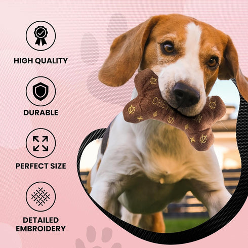 Dog Diggin Designs Runway Pup Collection, Unique Squeaky Parody Plush Dog Toys, Prêt-à-Porter Bones, Balls & More