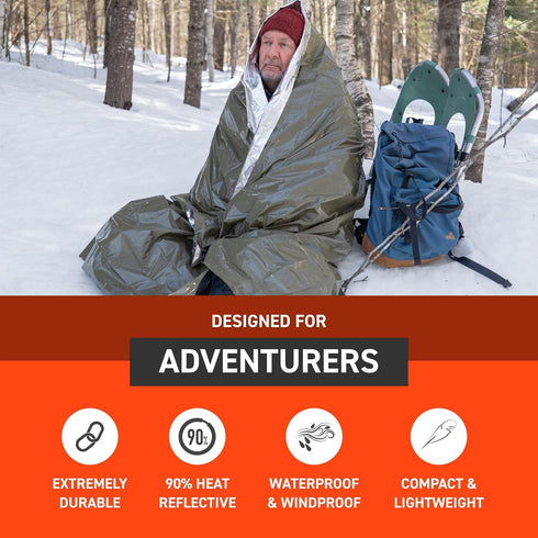 S.O.L. Survive Outdoors Longer 90% Heat Reflective Emergency Blanket, 58" x 98", Green