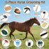 DigNew 13-Piece Set Horse Grooming kit for Daily Care,Complete Horse Supplies with Wood Brushes, Tack Essentials, Curry